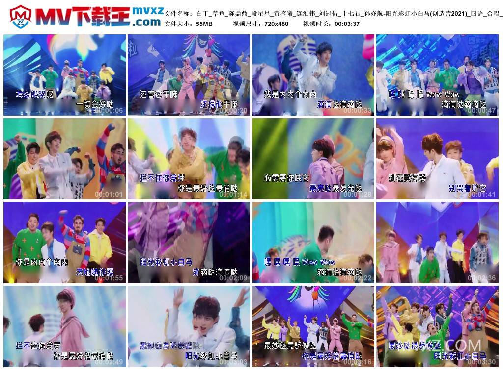 白丁_草鱼_陈鼎鼎_段星星_黄鉴曦_连淮伟_刘冠佑_十七君_孙亦航-阳光彩虹小白马(创造营2021)_国语_合唱_YE500669